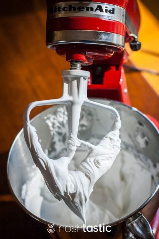 Royal icing in a mixer bowl