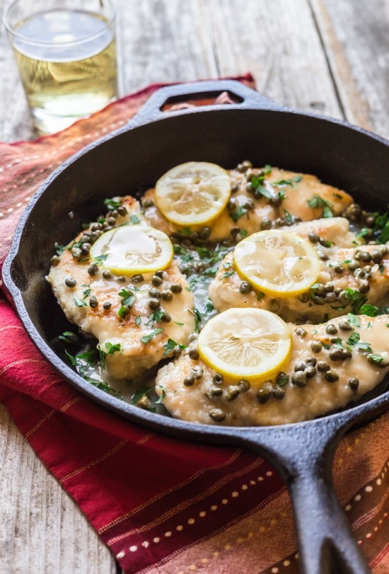 Easy Weeknight Chicken Piccata, ready in less than 30 Minutes! This recipe is Low Carb, low calorie, gluten free, dairy free and can be made Paleo too!