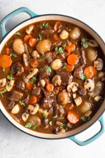 Large pan of Beef Bourguignon