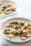 A fantastically easy Olive Garden COPYCAT recipe for Gluten Free Zuppa Toscana Soup. Make it in your Slow Cooker | Paleo | Whole30 | Dairy Free | Crock Pot