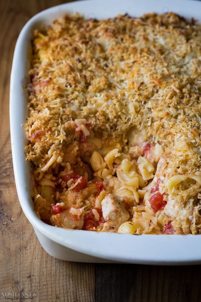 Italian Chicken Pasta Bake {gluten free, dairy free option} Noshtastic