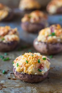 Gluten Free Stuffed Mushrooms, they are fabulously tasty little flavor bombs!! it's such an EASY recipe and they are cooked in only 20 minutes!
