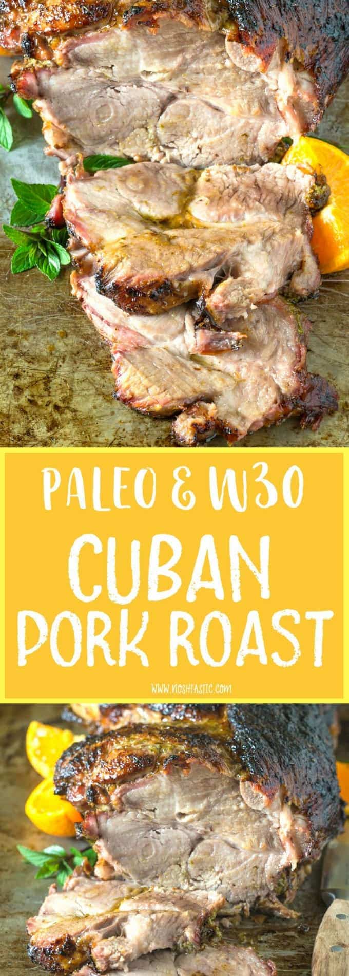 Paleo Cuban Pork that is fall of the bone tender! Marinaded in spices, herbs, & orange juice, this pork roast will melt in your mouth! Whole30 & Gluten Free