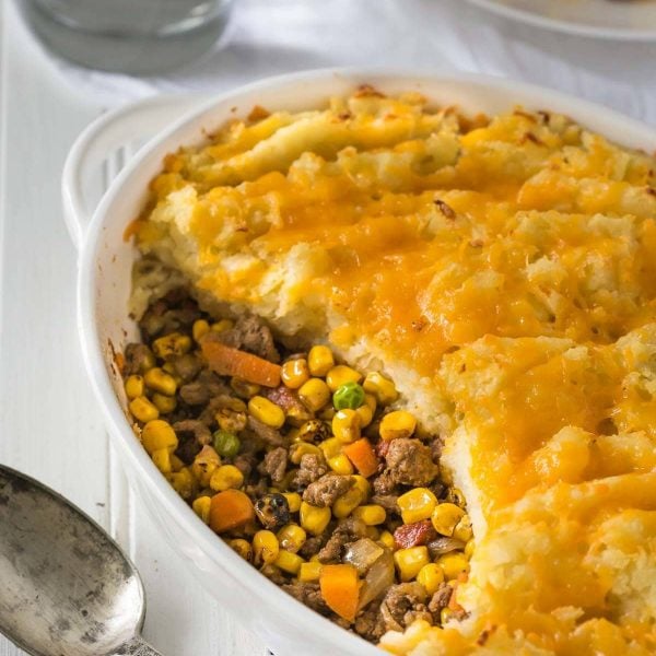 Taco Shepherd's Pie recipe with the best flavors! Paleo, whole30 and gluten free, made with ground beef and spices, cheese is optional.
