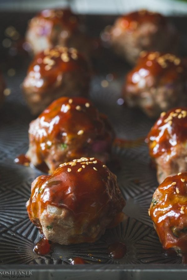 Gluten Free Turkey Meatballs with Asian Style Sauce {Paleo Option