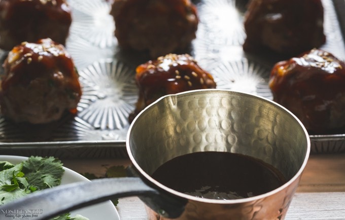  My easy oven baked Gluten Free Turkey Meatballs with Asian Style Sauce are perfect for a weeknight family meal, with paleo option 