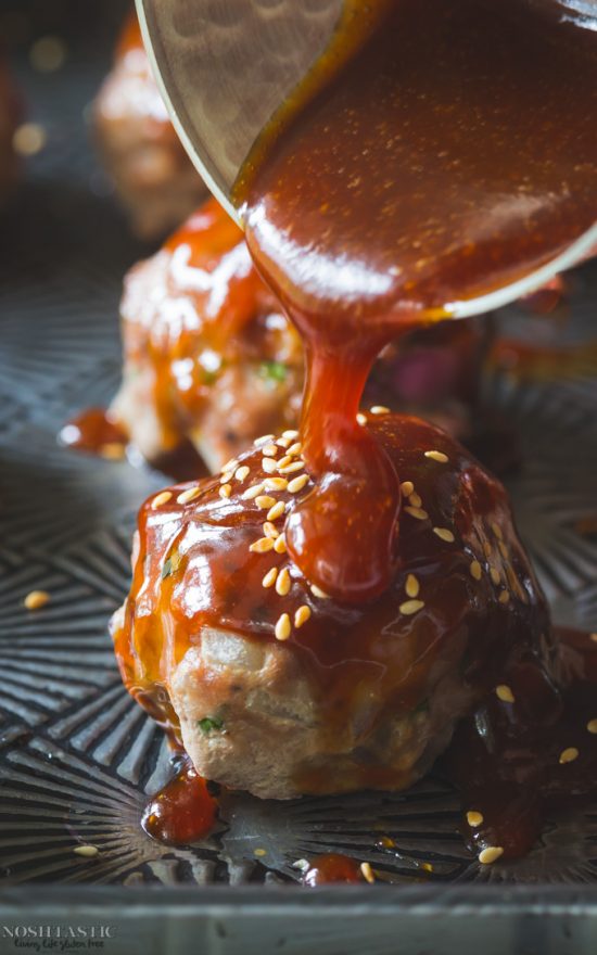 Gluten Free Turkey Meatballs with Asian Style Sauce {Paleo Option