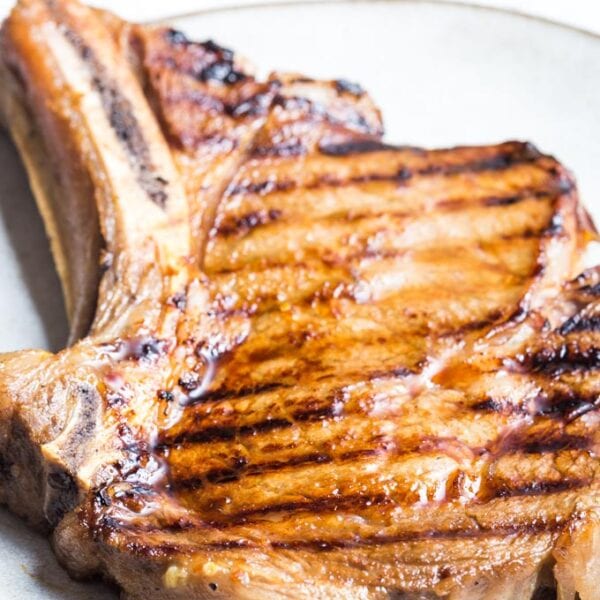 Cooked marinated steak on a plate