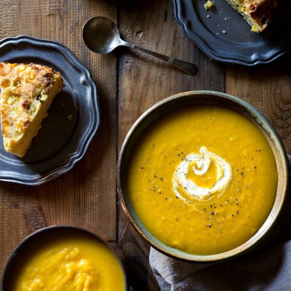 This naturally creamy Paleo Roasted Butternut Squash Soup with Apple is so easy to make and super healthy, It can be made vegan and Whole30 too!
