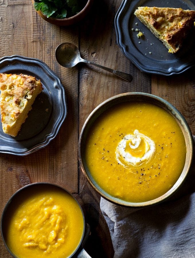 This naturally creamy Paleo Roasted Butternut Squash Soup with Apple is so easy to make and super healthy, It can be made vegan and Whole30 too!