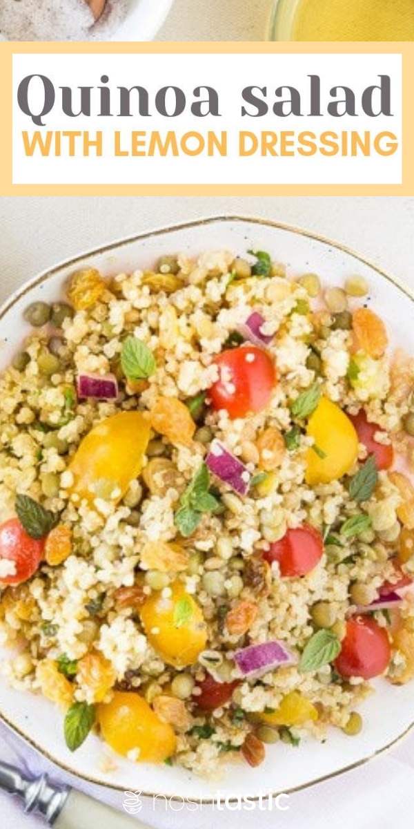 Lentil Quinoa Salad with Golden Raisins and Lemon Dressing - Noshtastic