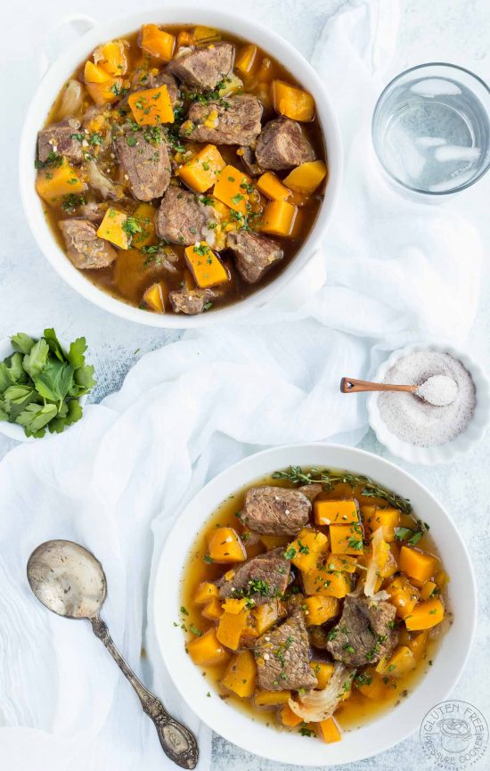 This Pressure Cooker Beef and Butternut Squash Stew is an easy weeknight meal that your whole family will love! it's gluten free, paleo, whole30, low carb. Perfect for your Instant Pot or other Electric Pressure Cooker.