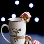 You can make these ADORABLE, cute, mini gingerbread house mug toppers, all the details are in the post! they are gluten free.
