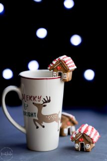 You can make these ADORABLE, cute, mini gingerbread house mug toppers, all the details are in the post! they are gluten free.