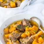 This Pressure Cooker Beef and Butternut Squash Stew is an easy weeknight meal that your whole family will love! it's gluten free, paleo, whole30, low carb. Perfect for your Instant Pot or other Electric Pressure Cooker.