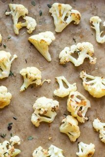 Paleo Roasted Cauliflower with Lemon,Thyme and Garlic, make it easily in the oven! This recipe is also Whole30, vegan and low carb.