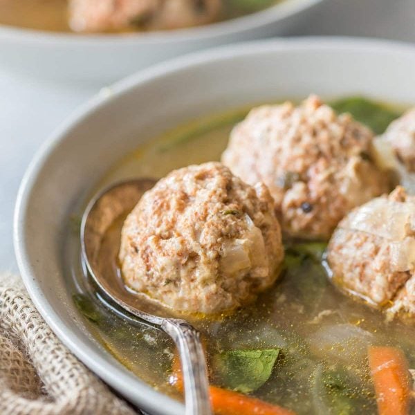 Pressure Cooker Italian Wedding Soup, this recipe is gluten free, paleo, Whole30, low carb and healthy, and is perfect to make in your Instant Pot or any other electric pressure cooker!