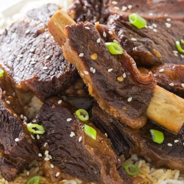 Tasty, tender Pressure Cooker Korean Beef Short Ribs! They are fall apart tender, taste delicious and are easily made in your Instant Pot or other electric pressure cooker. This recipe is gluten free.