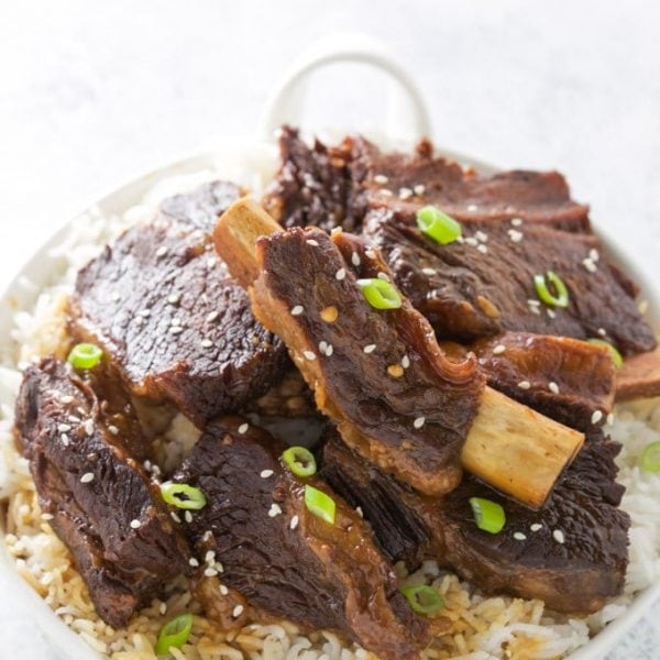 Pressure Cooker Korean Beef Short Ribs! They are fall apart tender, taste delicious and are easily made in your Instant Pot or other electric pressure cooker. This recipe is gluten free.