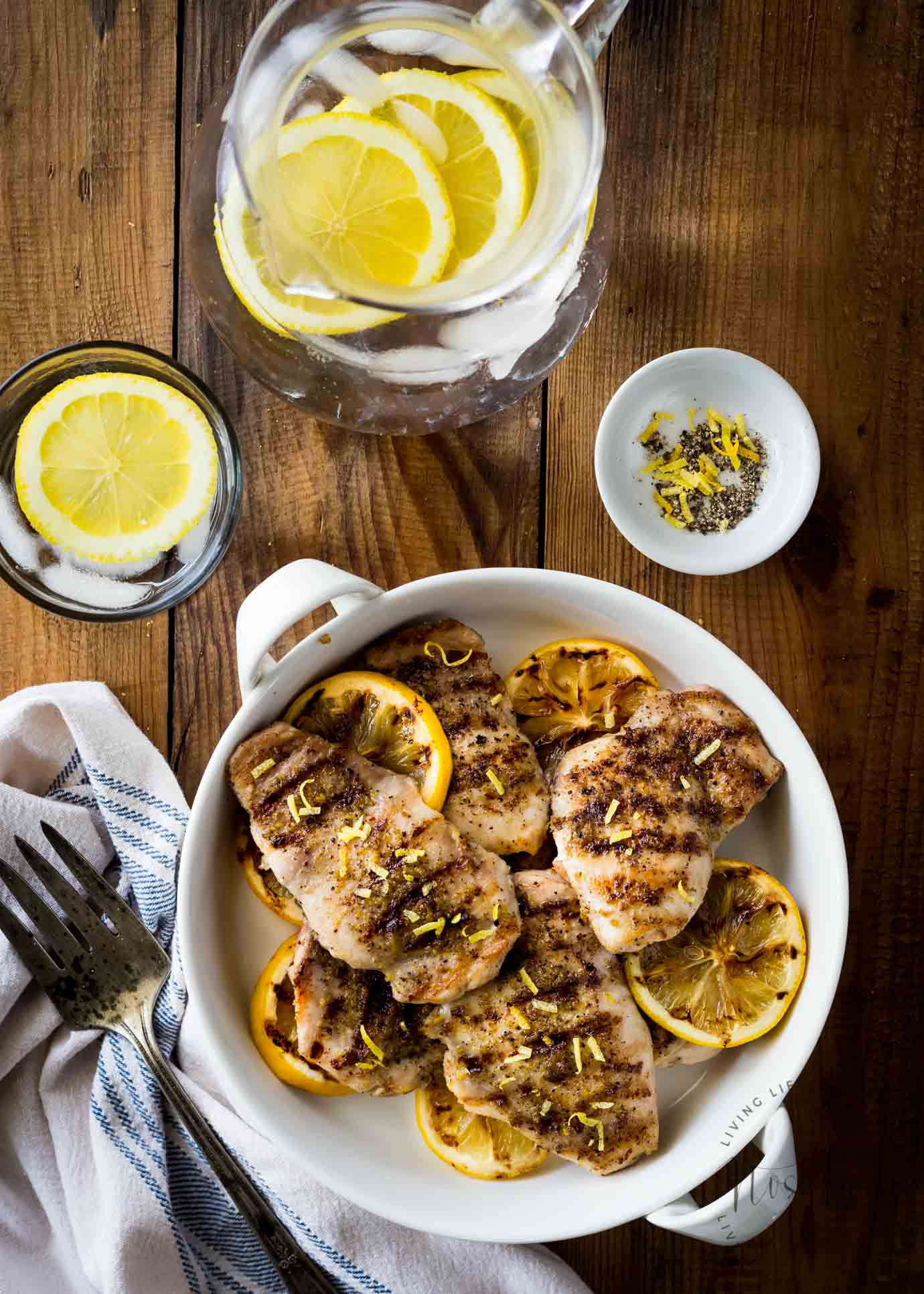 Healthy Lemon Pepper Chicken with a perfect homemade, from scratch, seasoning! Contains lemon zest, garlic, salt, pepper, and onion powder, it’s gluten free, dairy free, paleo, whole30, low carb and healthy! You can pan fry it, bake it in the oven, or make it on the grill, it’s so easy!