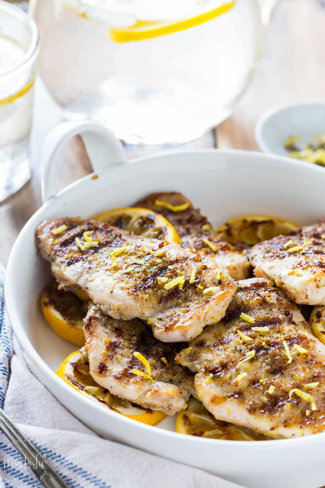 Healthy Lemon Pepper Chicken with a perfect homemade, from scratch, seasoning! Contains lemon zest, garlic, salt, pepper, and onion powder, it’s gluten free, dairy free, paleo, whole30, low carb and healthy! You can pan fry it, bake it in the oven, or make it on the grill, it’s so easy!