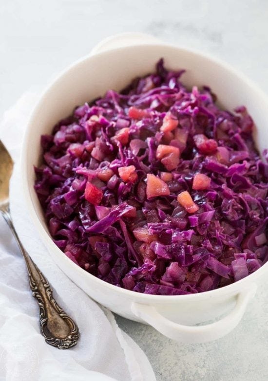 It's a breeze to cook my pressure cooker braised red cabbage and apple recipe in your Instant Pot or Electric Pressure cooker, it only takes 5 minutes, it's perfect to serve with most meats and of course it's gluten free, vegan, vegetarian, and low calorie, and has a paleo and vegan option.