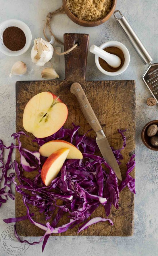 It's a breeze to cook my pressure cooker braised red cabbage and apple recipe in your Instant Pot or Electric Pressure cooker, it only takes 5 minutes, it's perfect to serve with most meats and of course it's gluten free, vegan, vegetarian, and low calorie, and has a paleo and vegan option.