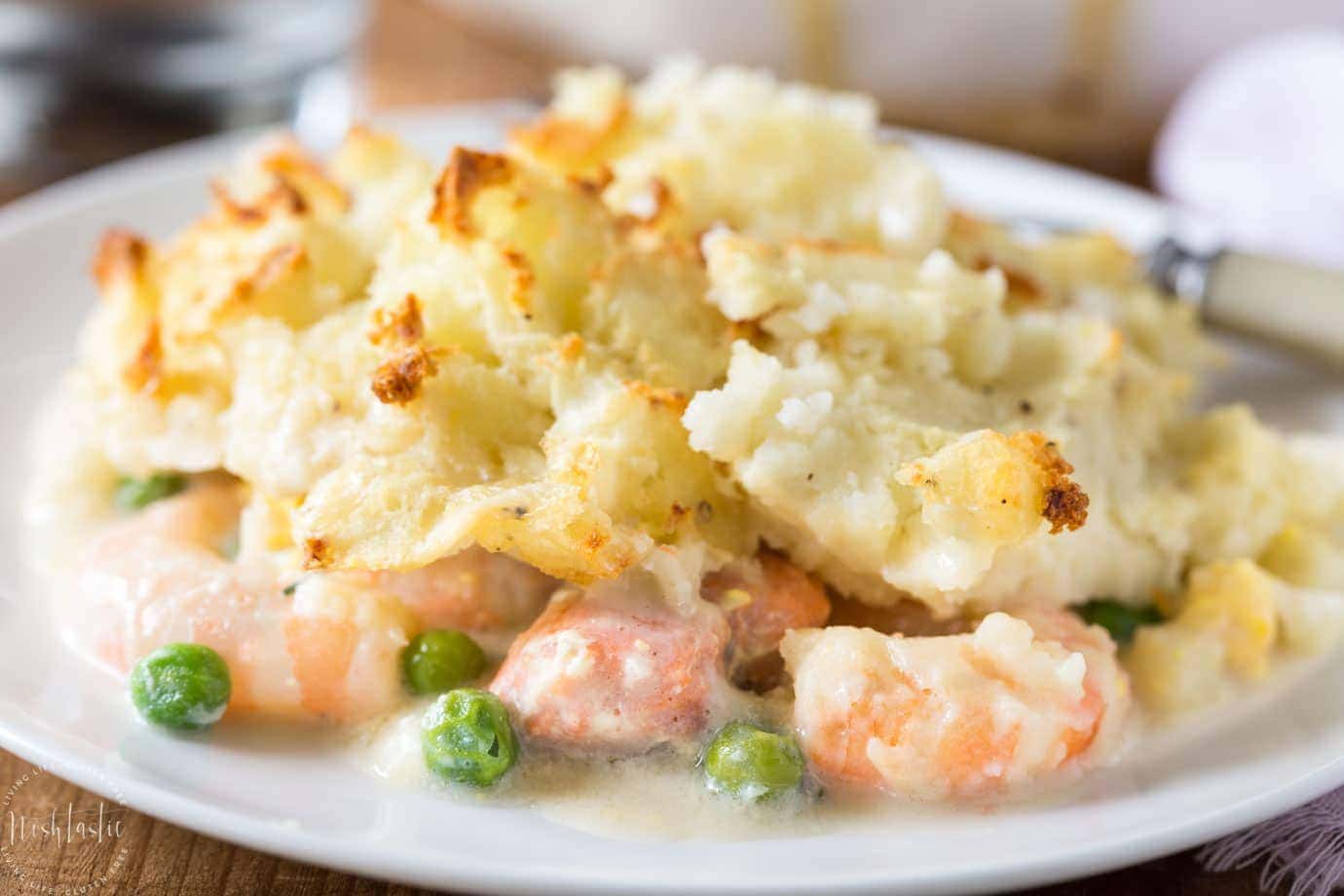 Fish Pie is classic British recipe that's easy to make and can be made with a variety of fish and shellfish including, salmon, shrimp, haddock or cod. my recipe is gluten free and dairy free. 