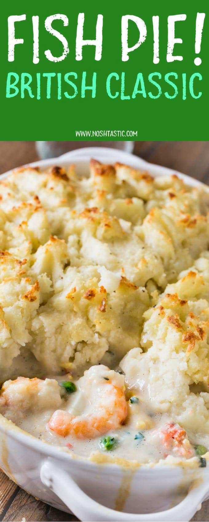 Fish Pie is classic British recipe that's easy to make and can be made with a variety of fish and shellfish including, salmon, shrimp, haddock or cod. my recipe is gluten free and dairy free. 