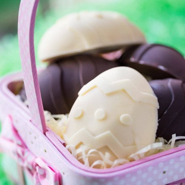 Homemade chocolate easter eggs stuffed with Cheesecake