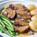 Now you can cook a classic pot roast in your electric pressure cooker in less than an hour! This easy recipe makes a really easy, healthy weeknight meal! It's gluten free, paleo and whole 30, low carb, and healthy!