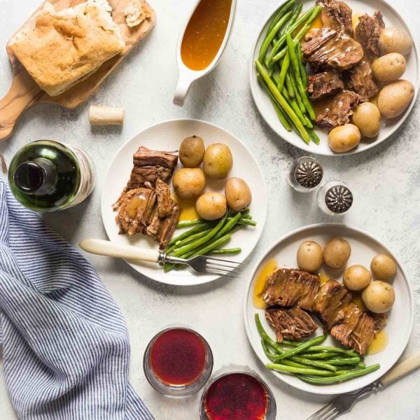 Now you can cook a classic pot roast in your electric pressure cooker in less than an hour! This easy recipe makes a really easy, healthy weeknight meal! It's gluten free, paleo and whole 30, low carb, and healthy!