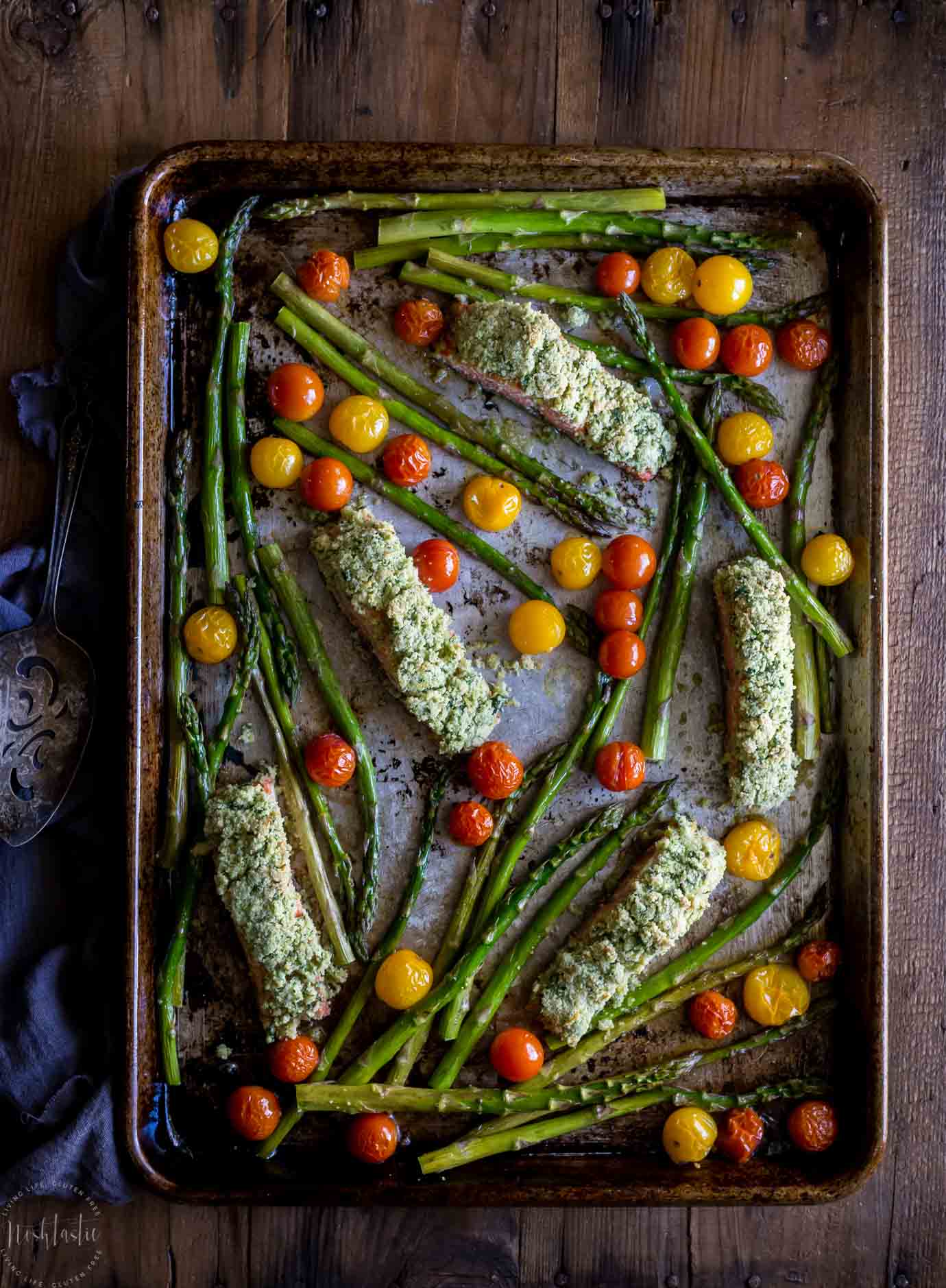 Easy Baked Salmon Gremolata recipe with Roasted Vegetables! This recipe is Paleo, Whole30, low carb, low calorie and very healthy!