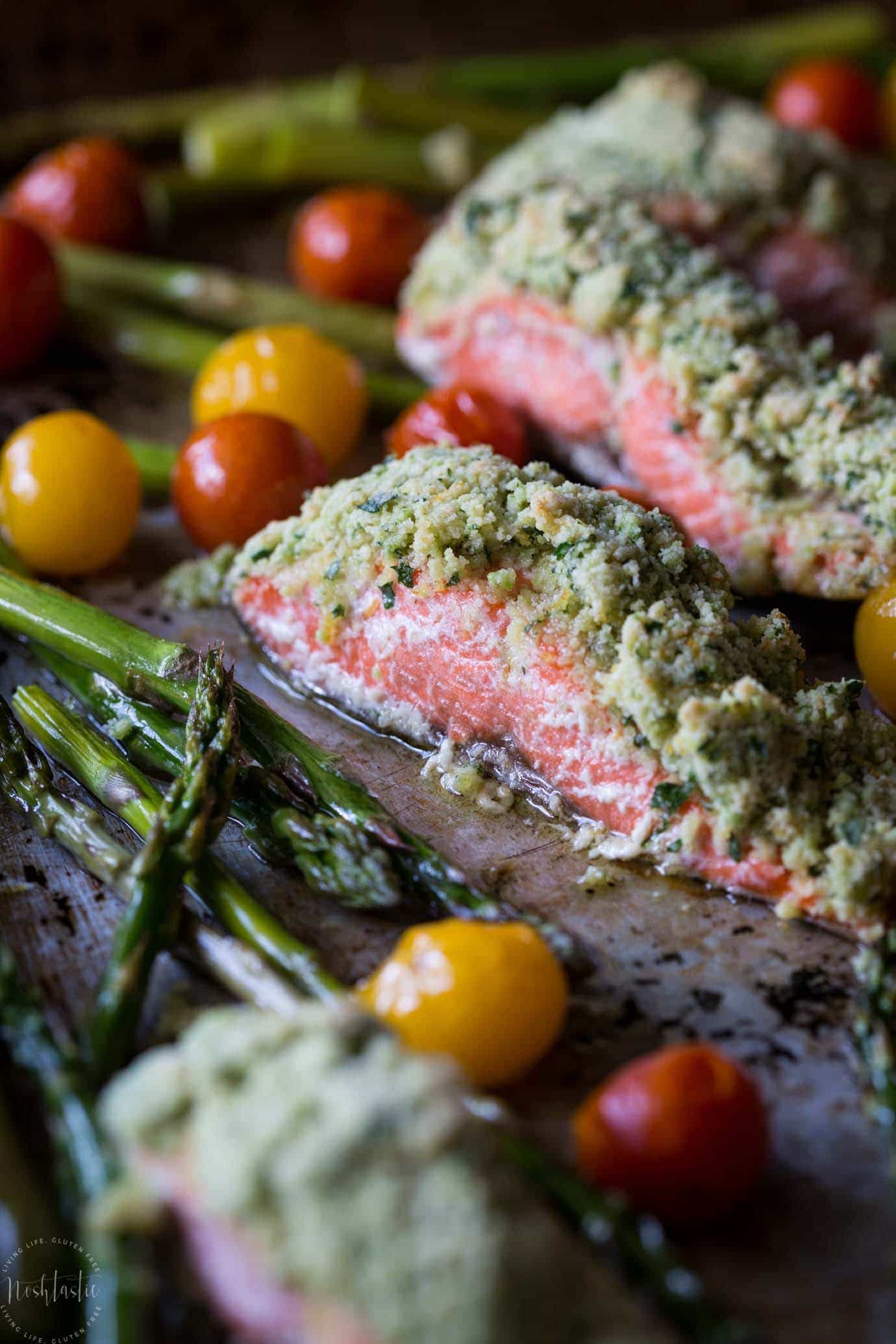 Easy Baked Salmon Gremolata recipe with Roasted Vegetables! This recipe is Paleo, Whole30, low carb, low calorie and very healthy!