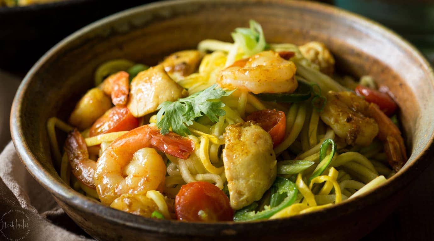 Singapore Street Noodles Made With Zucchini Noodles Paleo Low Carb