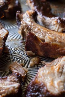 Slow Cooker Baby Back Ribs that are fall off the bone tender, delicious with a Memphis style rub and easy homemade BBQ sticky sauce!