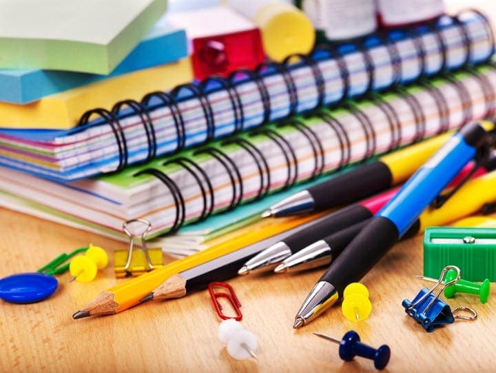 School supplies on a desk