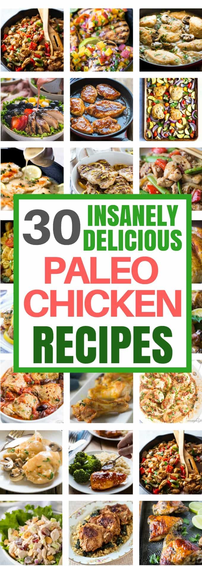 A great collection of some of my most popular Paleo Chicken Recipes that are perfect for lunch or dinner! Paleo Chicken Recipes, Paleo Chicken Salad, Paleo Chicken Tenders, paleo chicken thigh recipes, paleo chicken breast recipes, Paleo Main Course, Paleo dinners