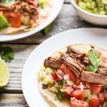 Pressure Cooker Pot Roast Tacos! Easy gluten free recipe, perfect for your electric pressure cooker or Instant Pot. The pot roast is Paleo, Whole30 and Low Carb, just use a lettuce wrap instead of corn tortillas for Paleo/W30. #paleo #w30 #whole30 #lowcarb #keto #instantpot #instapot #electricpressurecooker #pressurecooking #potroast #glutenfree