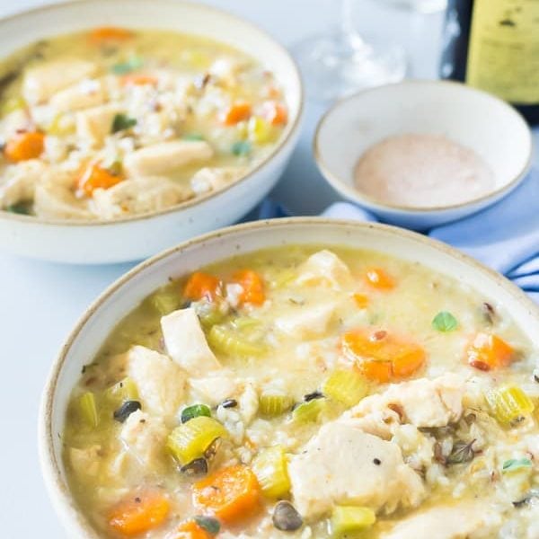 The BEST pressure cooker chicken and Wild Rice soup recipe, it's gluten free, healthy, tasty and unbelievably easy to make in your electric pressure cooker.