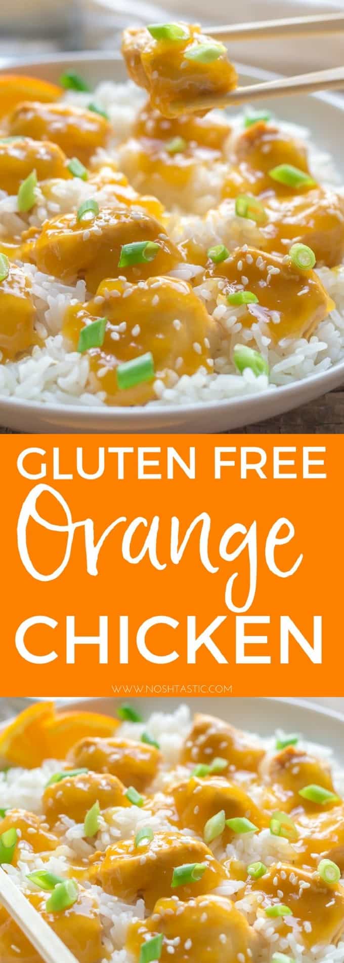 Gluten Free orange Chicken recipe with really easy Paleo Options listed in the post! #glutenfree #glutenfreechicken #orangechicken #glutenfreechinese #glutenfreerecipe #glutenfreetakeout #copycat #pandaexpress