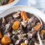 Easy and delicious Pressure Cooker Beef Bourguignon recipe made with beef, onions, garlic, mushrooms and red wine. Also known as Beef Burgundy. You can cook this in your electric pressure cooker or instant pot. It's gluten free and can be made paleo