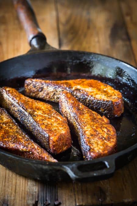 Blackened Salmon with Homemade Blackened Seasoning, an easy low carb, Paleo & Whole30 salmon recipe that you'll love!