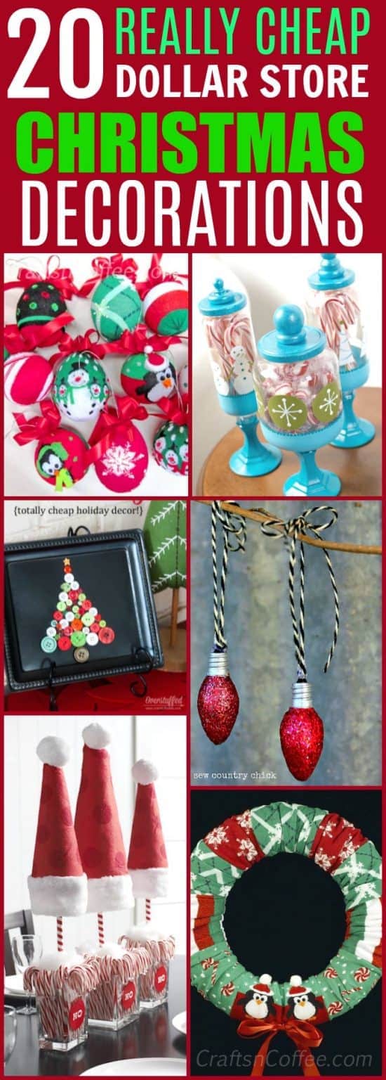 20 Easy and Cheap Dollar Store Christmas Decorations you can make at home!! #dollarstore #dollarstorecrafts #christmasdecor #christmascrafts #christmasdecorations #budget #cheap #dollargeneral #dollartree