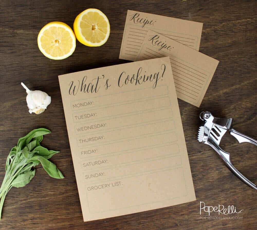 free printable meal planner and grocery lists