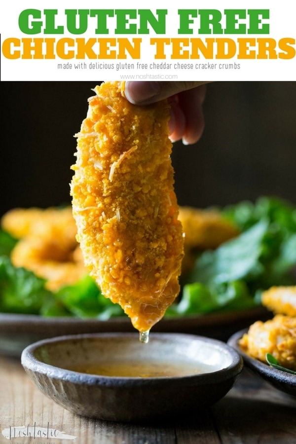 gluten free chicken tenders recipe, quick and easy recipe to make! www.noshtastic.com #glutenfreechickentenders #glutenfreechicken #glutenfree #chickentenders #noshtastic