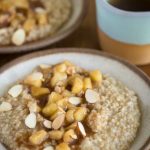 My recipe for Pressure Cooker Steel Cut Oats with Apple Pie Topping is a fun easy breakfast the whole family will love! #pressurecooker #instantpot #instapot #oatmeal #glutenfreepressurecooker
