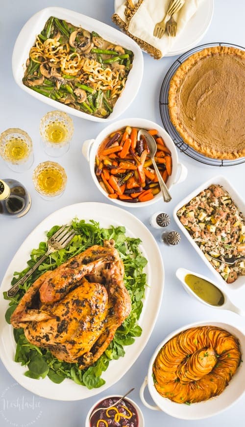 A Complete Paleo Thanksgiving menu that is fit for a king! With tasty options for all family members, even those that are not following a Paleo diet. #paleo #paleothanksgiving #paleoturkey #paleogreenbeancasserole #paleopumpkinpie #paleodessert