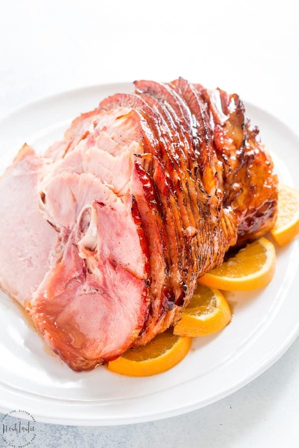 Brown Sugar Ham Glaze for Baked Ham, you can make the ham in a slow cooker or crockpot, or warm it in the oven then add the brown sugar glaze and broil. #glutenfree #noshtastic #glutenfreerecipe