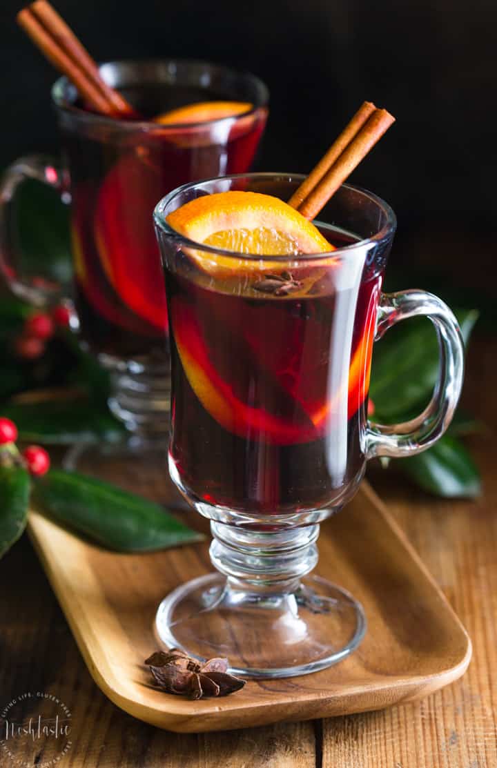 This mulled wine recipe is easy to make in a crockpot or on the stovetop! It's a perfect drink for the holiday season, 